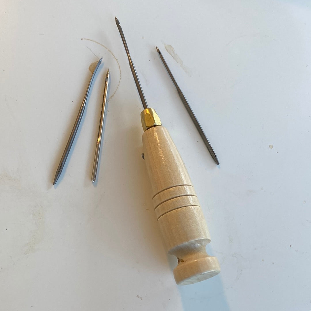 Professional French system sewing needles with wooden handle and 4 measuring needle tools