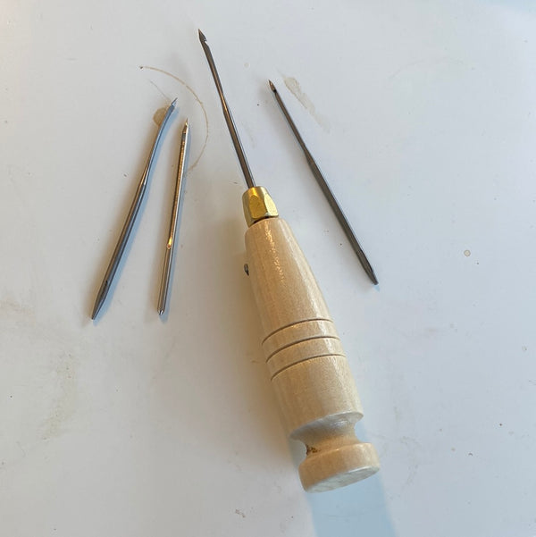 Professional French system sewing needles with wooden handle and 4 measuring needle tools