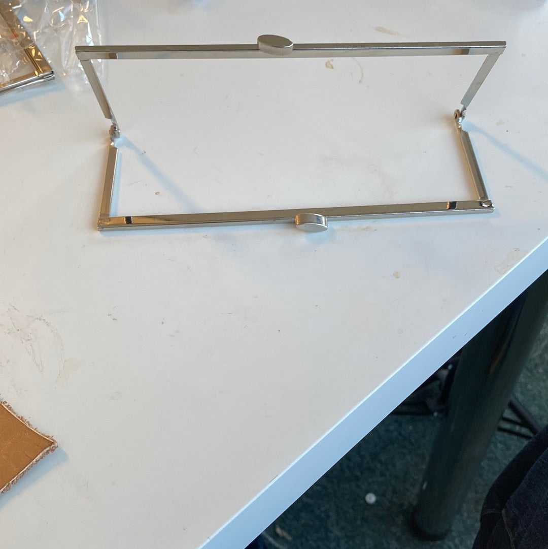 Metal bracket Nickel opening wallet purse square 18 cm