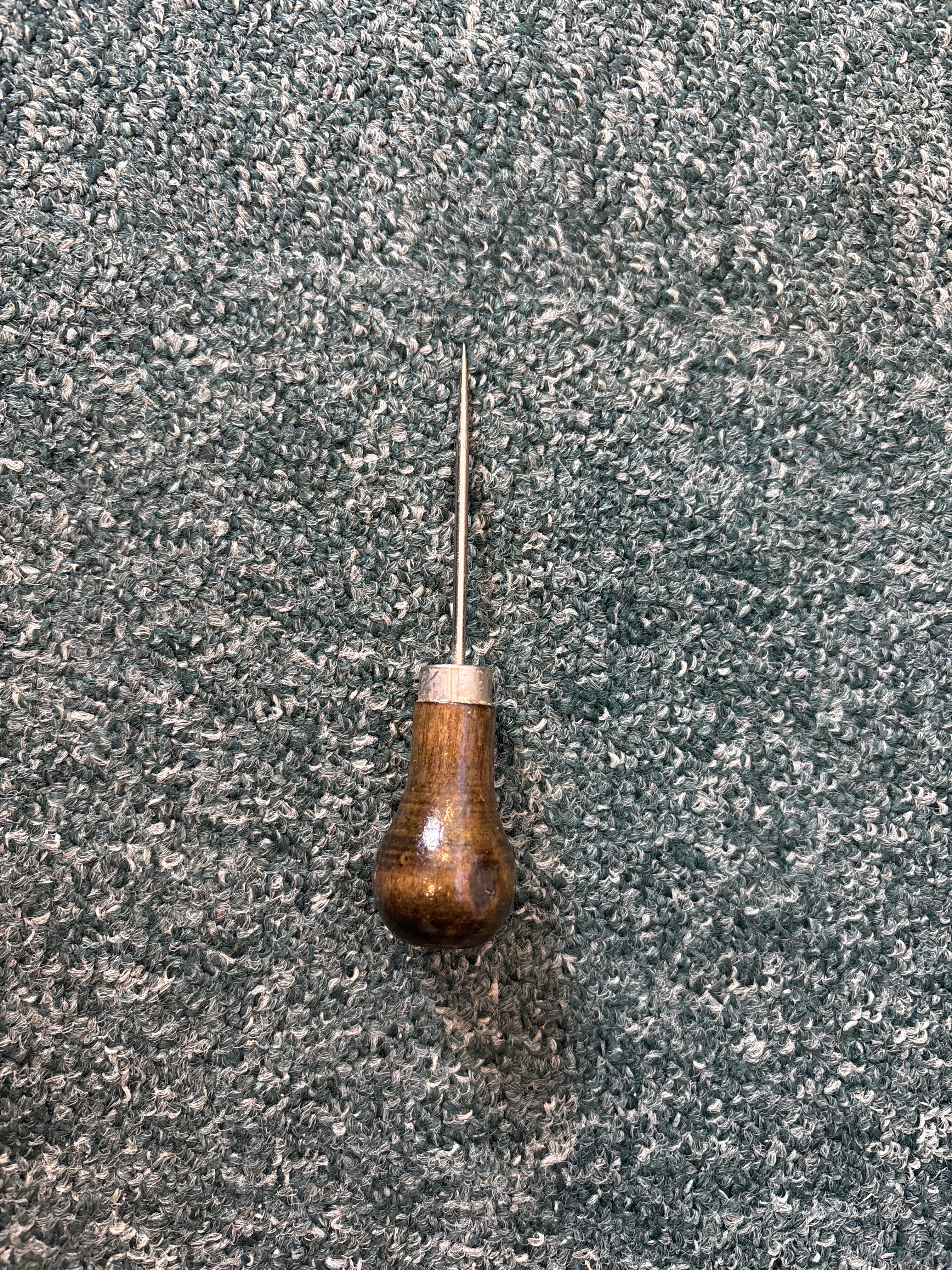 Premium Dark Brown Wooden Handle Scratch Awl - Perfect for Leather Punching & DIY Crafts