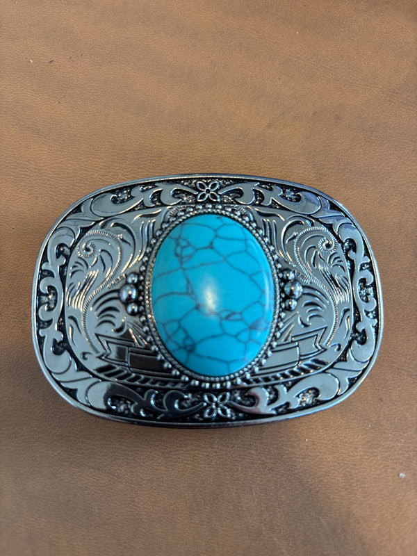 Silver Buckle 3.5 with beautifull blue stone