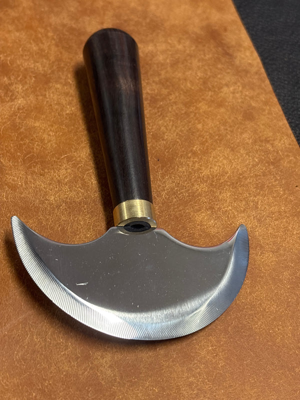 Premium Half Moon Leather Knife – 54% Off! Precision Tool with Wooden Handle for Leathercraft