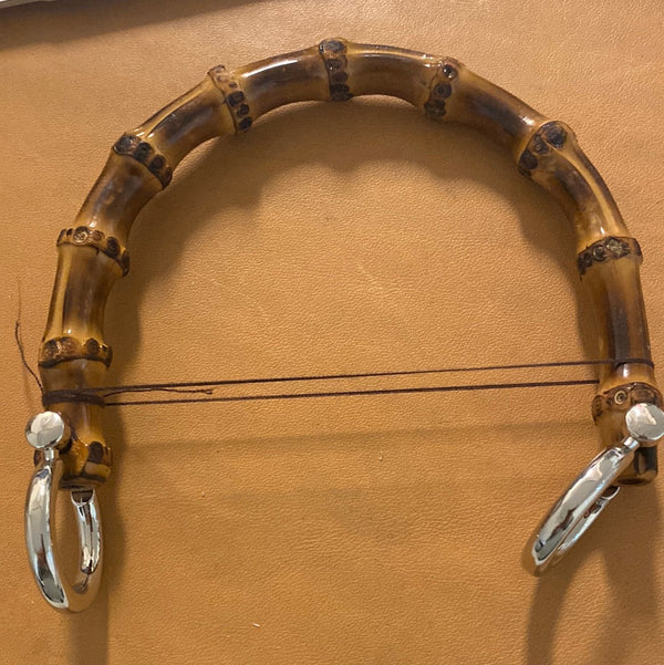 Bracket handle bamboo with metal nickel rings small size