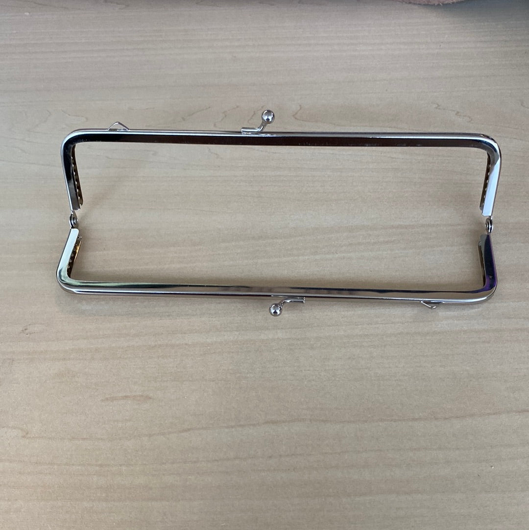 Metal bracket opening wallet purse 20 cm Nickel with hole design