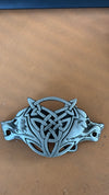 Western  belt buckle 4 cm wide with a double wolf head