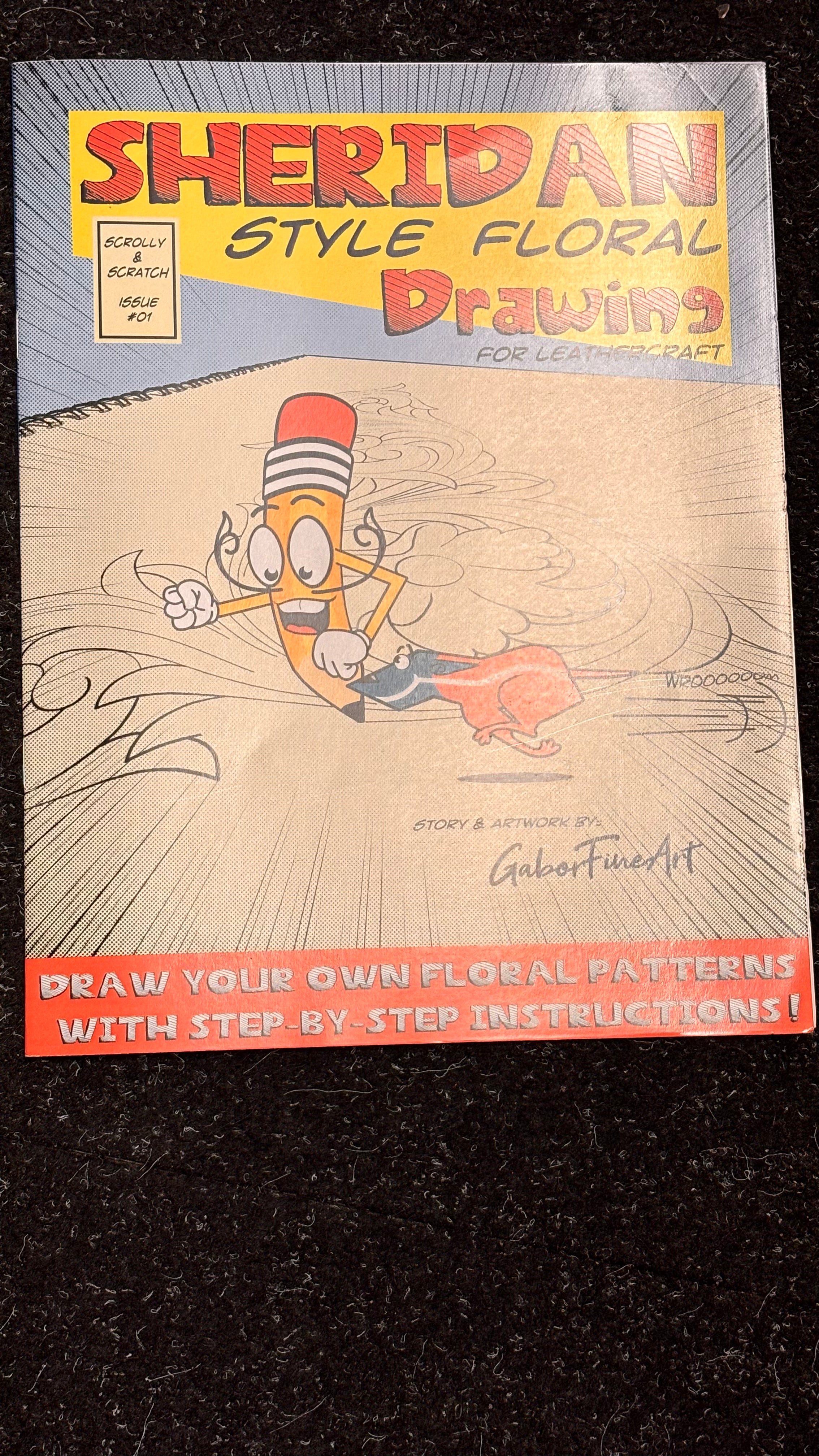 Sheridan Style Floral Drawing Book for Leathercraft by Gabor Pinter Fine Art Issue 1  – Worldwide Shipping