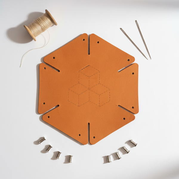 DIY Sashiko Embroidery on Leather Tray Kit | Veg-Tan Leather Stitching Project