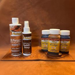Fiebing’s Leather Polish & Dye Multi Bundle – Glycerine Saddle Soap, All Purpose Cleaner  Conditioner, 3× Pro Dye (Your Choice)
