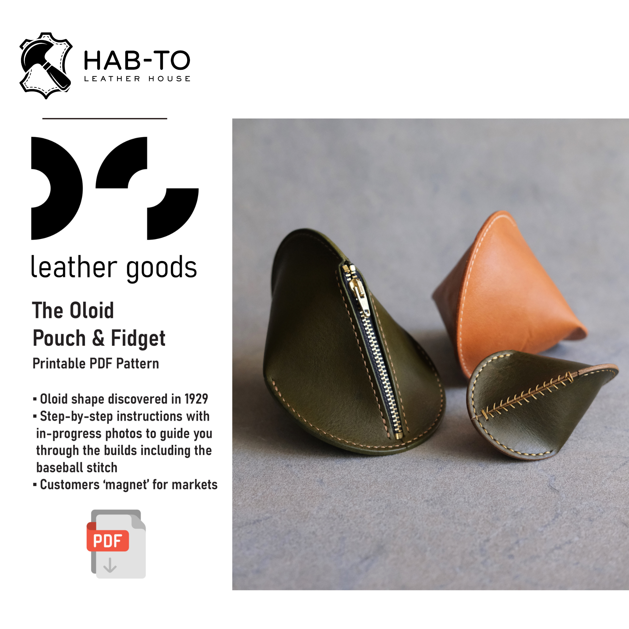 The Oloid Pouch & Fidget | Intermediate Leather Accessoiry Pattern