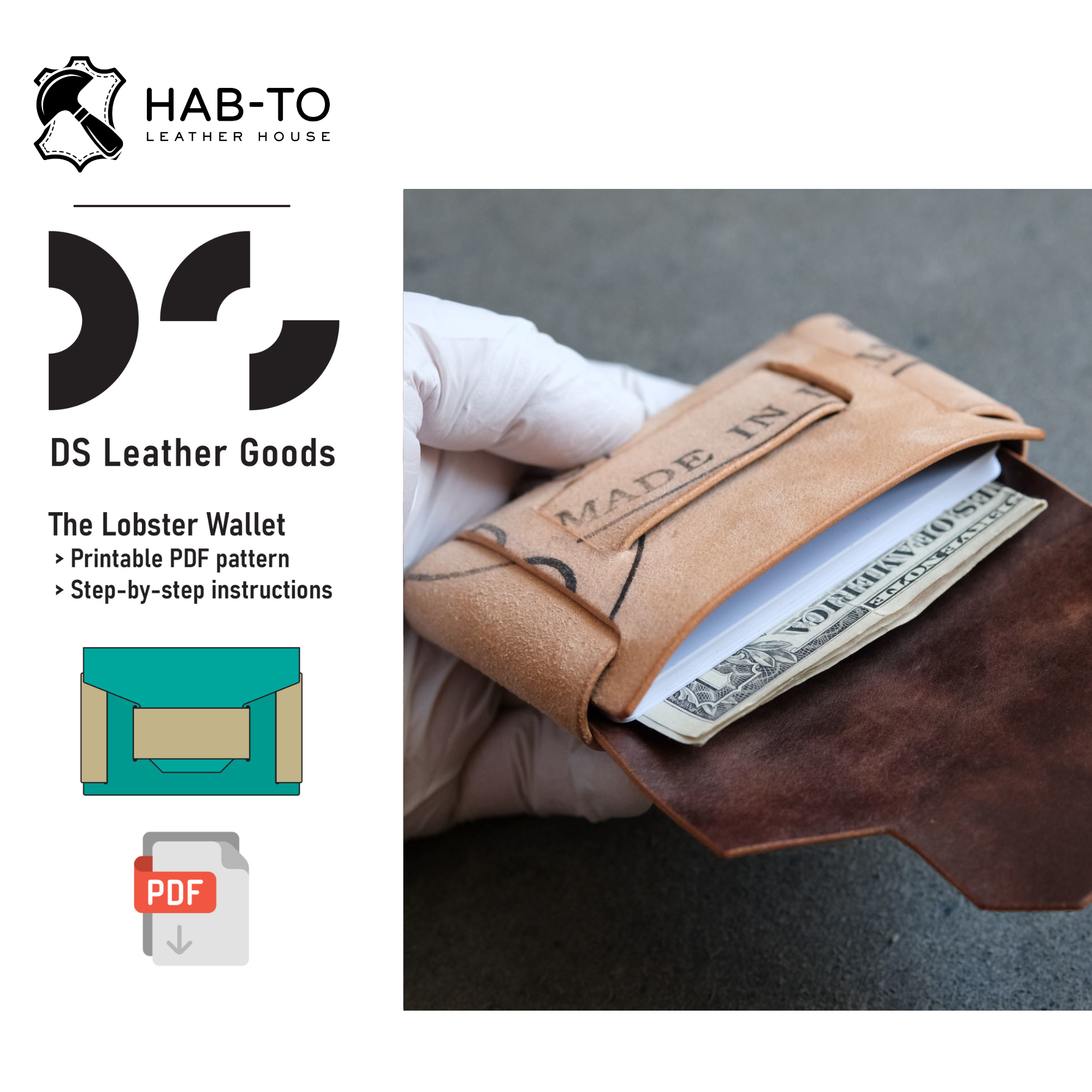 The Lobster Wallet | Beginner Leather Wallet Pattern