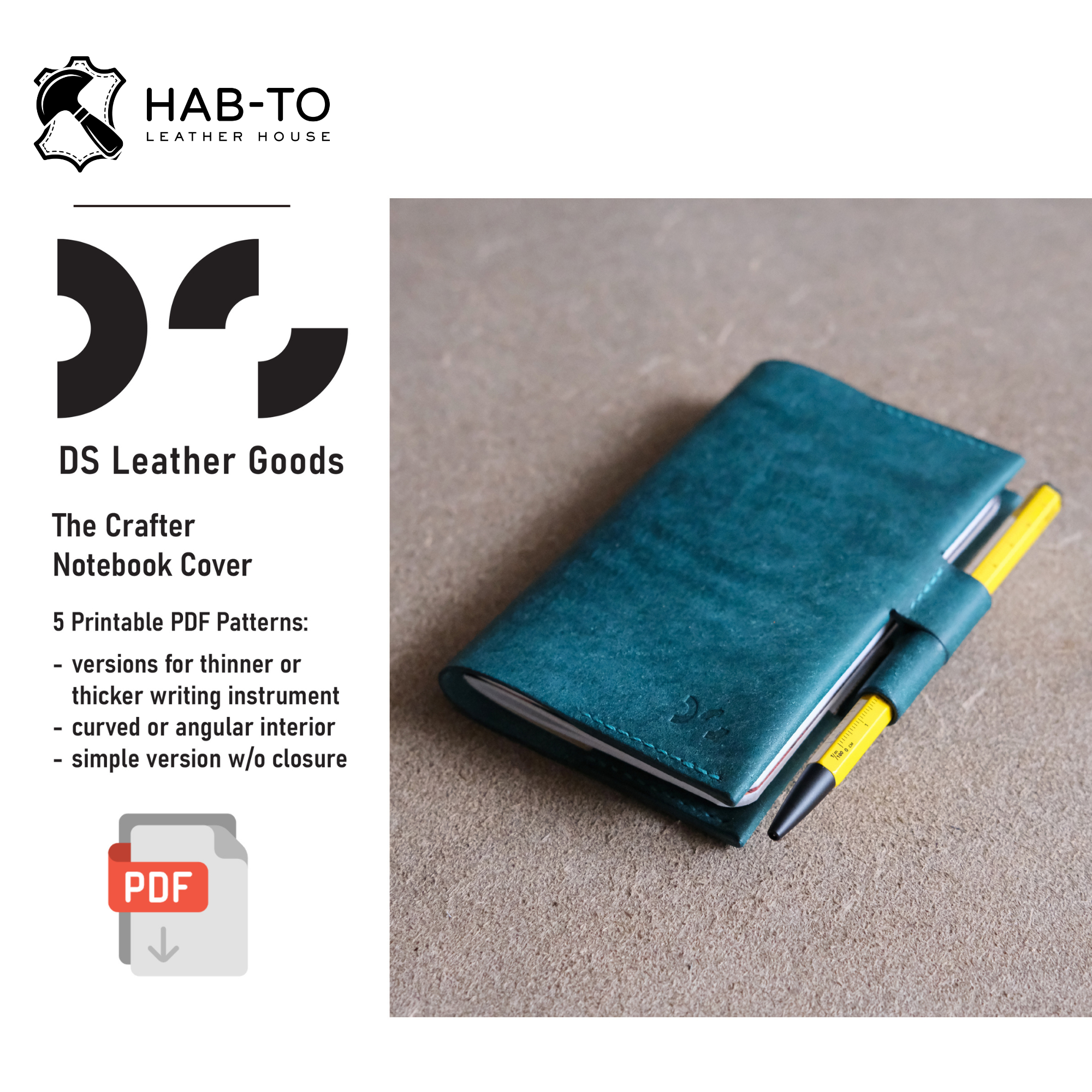The Crafter Notebook Cover | Beginner Leather Pattern