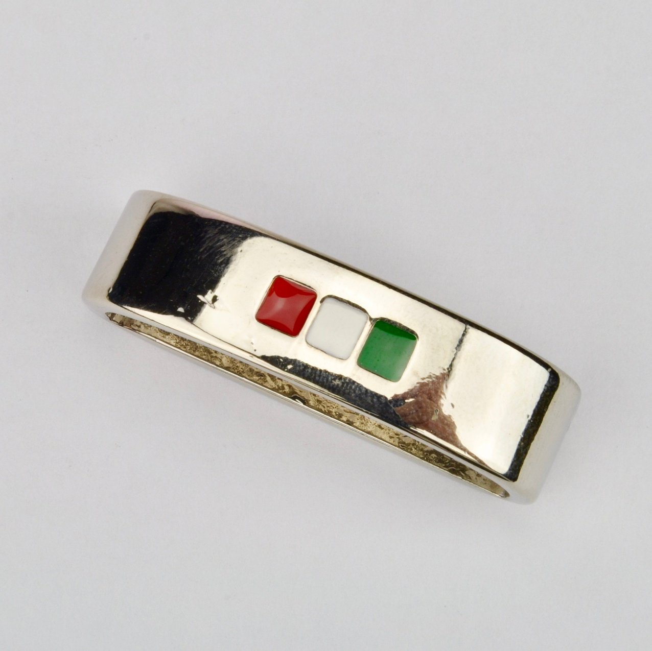 Rectangular metal buckle Nickel Italian Flag 40 mm